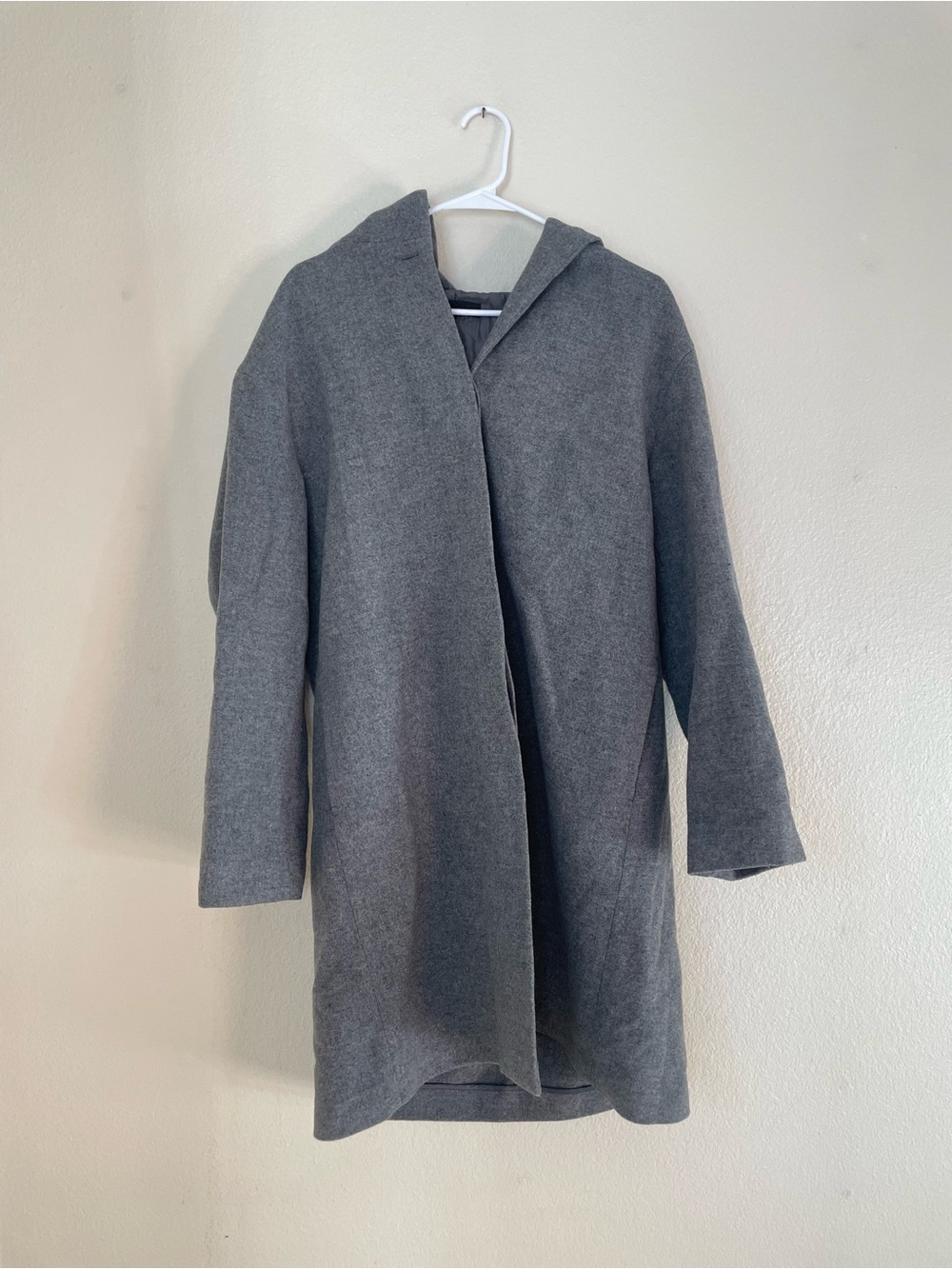 Uniqlo Gray Hooded Wool-Blend Coat